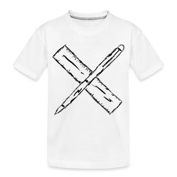 Pen and ruler - Kids' Premium Organic T-Shirt - white - Front
