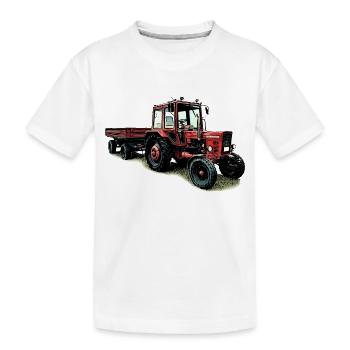 Biélorussie MTS 80 avec remorque - T-shirt bio Premium Enfant - blanc - Devant