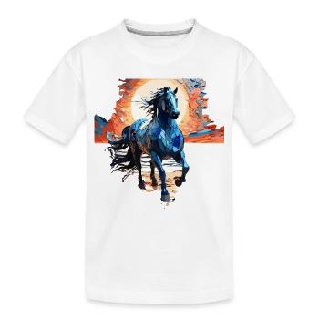 Illustration élégante de cheval bleu - T-shirt bio Premium Enfant - blanc - Devant