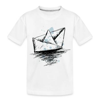 Teal Splash Origami Boat - Kids' Premium Organic T-Shirt - white - Front