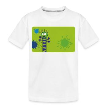 Monstre long et mince et éclaboussures de couleur - Vert Bleu - T-shirt bio Premium Enfant - blanc - Devant