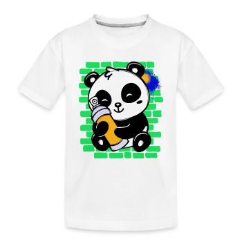 Graffiti Panda Drawing Illustration Spray Can - Kids' Premium Organic T-Shirt - white - Front