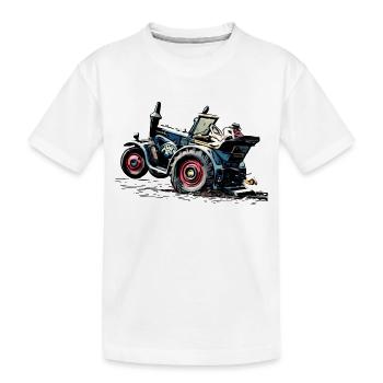 Vieux tracteur dans le champ - T-shirt bio Premium Enfant - blanc - Devant