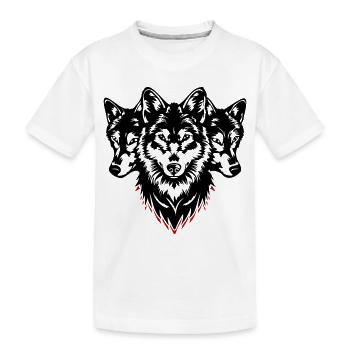 Wolf Kopf Rudel - Kinder Premium Bio T-Shirt - Weiß - Vorne