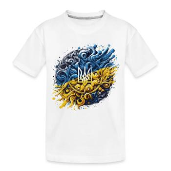 Ukraine Ukrainian flag coat of arms freedom - Kids' Premium Organic T-Shirt - white - Front