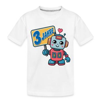 Drei Jahre kleiner Roboter Kindergeburtstag - Kinder Premium Bio T-Shirt - Weiß - Vorne