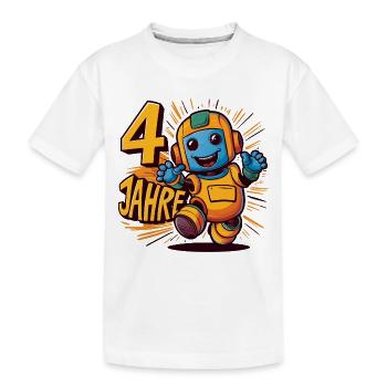 Vier Jahre kleiner süßer Roboter Kindergeburtstag. - Kinder Premium Bio T-Shirt - Weiß - Vorne