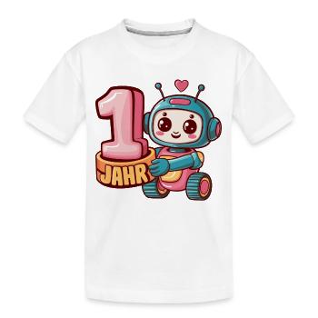 1 Jahr Kleiner Roboter Astronaut mit Zahl 1 - Kinder Premium Bio T-Shirt - Weiß - Vorne