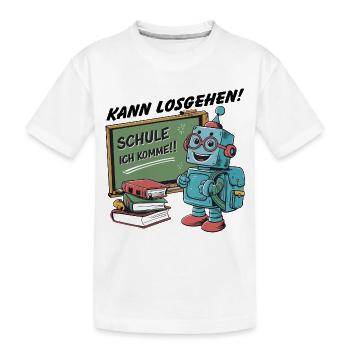 Einschulung erster Schultag kleiner Roboter - Kinder Premium Bio T-Shirt - Weiß - Vorne
