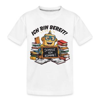 Einschulung erster Schultag kleiner Roboter - Kinder Premium Bio T-Shirt - Weiß - Vorne