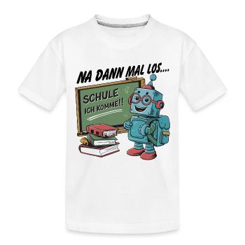 Einschulung erster Schultag kleiner Roboter - Kinder Premium Bio T-Shirt - Weiß - Vorne
