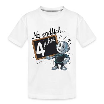 vierter Geburtstag, 4. Geburtstag kleiner Roboter - Kinder Premium Bio T-Shirt - Weiß - Vorne