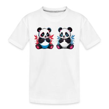 Frère et sœur panda - T-shirt bio Premium Enfant - blanc - Devant