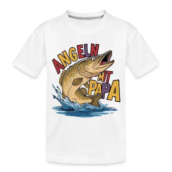 Angeln mit Papa Hecht und Angelspruch - Kinder Premium Bio T-Shirt - Weiß - Vorne