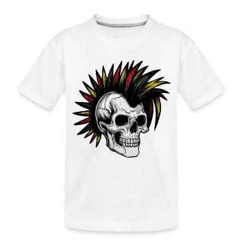 Irokese Deutschland Punker Fussballfan Skull - Kinder Premium Bio T-Shirt - Weiß - Vorne