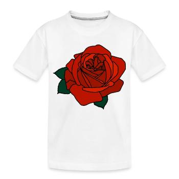 Rote Rose - Kinder Premium Bio T-Shirt - Weiß - Vorne