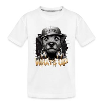 Border Terrier What's Up Headphones Gift - Kids' Premium Organic T-Shirt - white - Front