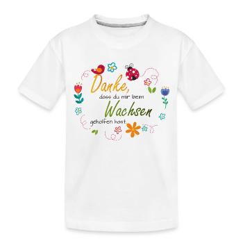 Couronne de fleurs - Fleurs colorées - Oiseau - Coccinelle - T-shirt bio Premium Enfant - blanc - Devant