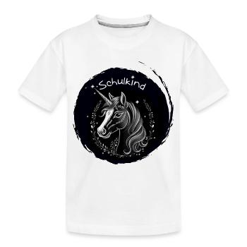 School Child - Unicorn with Star - Chalk Blackboard - Kids' Premium Organic T-Shirt - white - Front