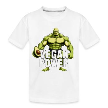Vegan Power Avocado Superfood Muscles Gift - Kids' Premium Organic T-Shirt - white - Front