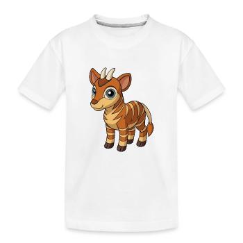 Okapi Niedliche Maskottchen Zeichentrickfigur Kawaii - Kinder Premium Bio T-Shirt - Weiß - Vorne