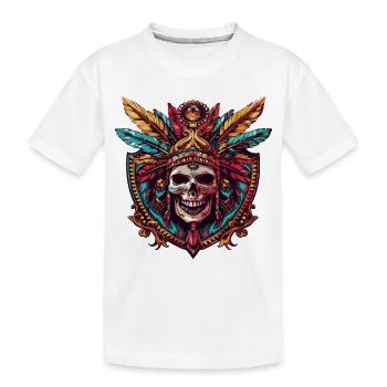 Indianer Totenkopf - Kinder Premium Bio T-Shirt - Weiß - Vorne