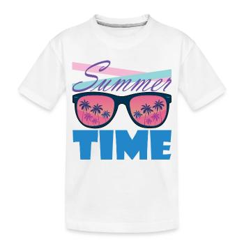 Summertime Palm Sunglasses - Kids' Premium Organic T-Shirt - white - Front
