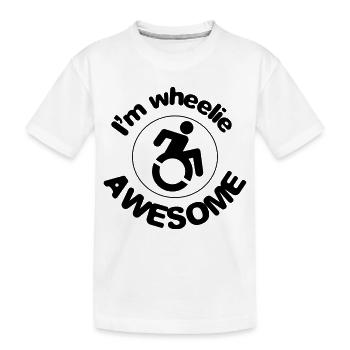 Ich bin großartig in meinem Rollstuhl # - Kinder Premium Bio T-Shirt - Weiß - Vorne