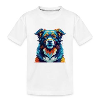 Chien de berger de l’Himalaya race Dessin animé coloré Kawaii - T-shirt bio Premium Enfant - blanc - Devant