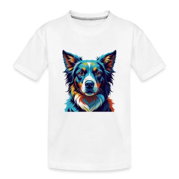 Slovensky Kopov Hunderasse Bunte Karikatur Kawaii - Kinder Premium Bio T-Shirt - Weiß - Vorne