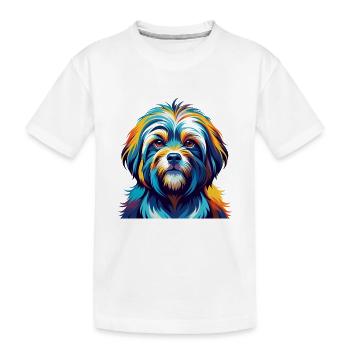 Tibetische Kyi Apso Hunderasse Bunte Karikatur Kawaii - Kinder Premium Bio T-Shirt - Weiß - Vorne