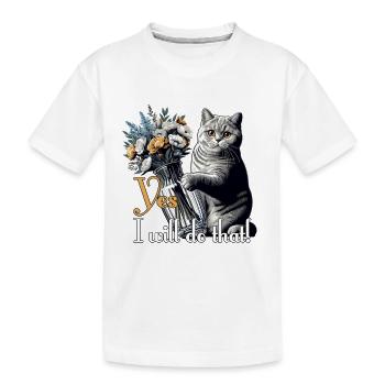 BKH Britisch Kurzhaar Katze Vase umkippen Geschenk - Kinder Premium Bio T-Shirt - Weiß - Vorne