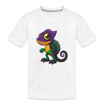 Caméléon Drôle Kawaii Dessin animé Personnage Clipart - T-shirt bio Premium Enfant - blanc - Devant