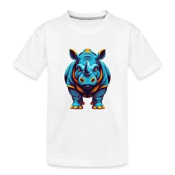 Rhino Colorful Kawaii Cartoon Character Clipart - Kids' Premium Organic T-Shirt - white - Front