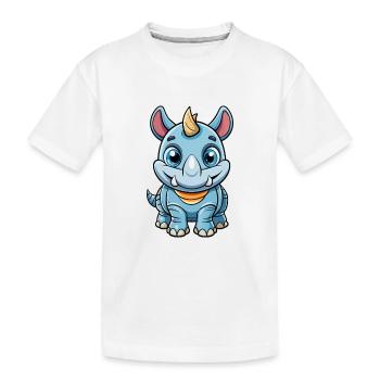 Rhino Cute Cartoon Character Kawaii Clipart - Kids' Premium Organic T-Shirt - white - Front