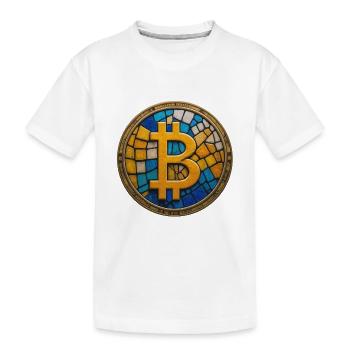 Bitcoin Mosaik - Kinder Premium Bio T-Shirt - Weiß - Vorne