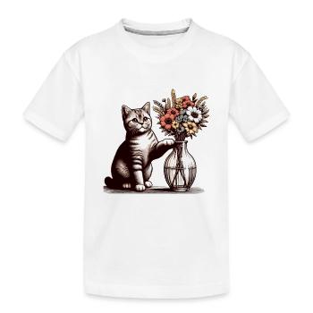 BKH Britisch Kurzhaar Katze Vase umkippen Geschenk - Kinder Premium Bio T-Shirt - Weiß - Vorne