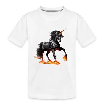 La puissante licorne noire - T-shirt bio Premium Enfant - blanc - Devant