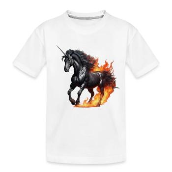 La puissante licorne noire - T-shirt bio Premium Enfant - blanc - Devant