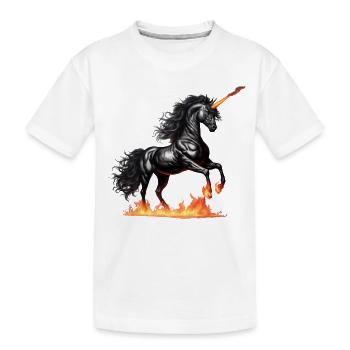 Das mächtige schwarze Einhorn - Kinder Premium Bio T-Shirt - Weiß - Vorne