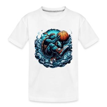Basketball Turtle Dunking Gift - Kids' Premium Organic T-Shirt - white - Front