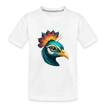 Pfau Niedliches Kawaii Cartoon Clipart Tier Gesicht - Kinder Premium Bio T-Shirt - Weiß - Vorne