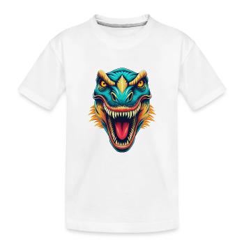 Dinosaurier Niedlich Kawaii Cartoon Clipart Tier Gesicht - Kinder Premium Bio T-Shirt - Weiß - Vorne