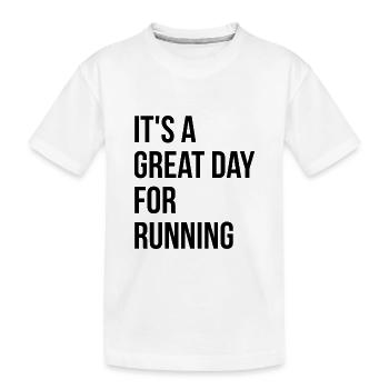 Running - Kids' Premium Organic T-Shirt - white - Front