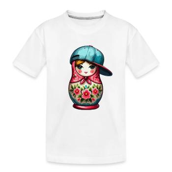 Matryoshka Cool Cap Gift - Kids' Premium Organic T-Shirt - white - Front