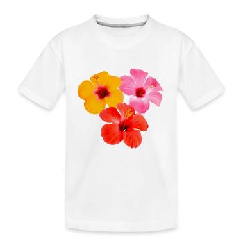 Trio d’hibiscus - Fleurs tropicales - T-shirt bio Premium Enfant - blanc - Devant