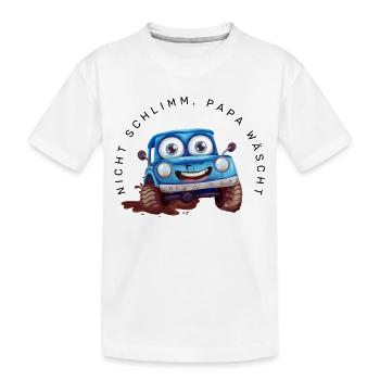 Nicht schlimm, Papa wäscht (Auto) - Kinder Premium Bio T-Shirt - Weiß - Vorne