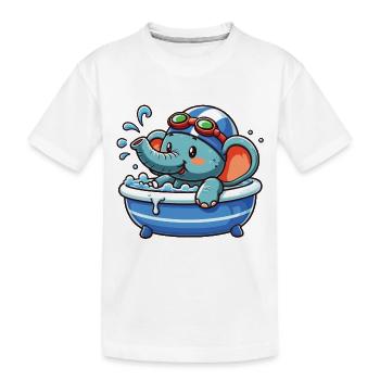 Elefant im Bad mit Taucherbrille - Kinder Premium Bio T-Shirt - Weiß - Vorne