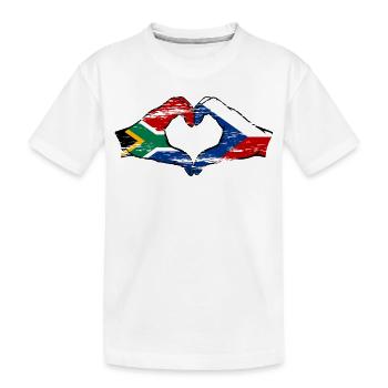 Südafrika Tschechien Flagge Hände Herzform used - Kinder Premium Bio T-Shirt - Weiß - Vorne