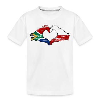 Afrique du Sud Pologne Drapeau Mains Coeur Forme Utilisé - T-shirt bio Premium Enfant - blanc - Devant